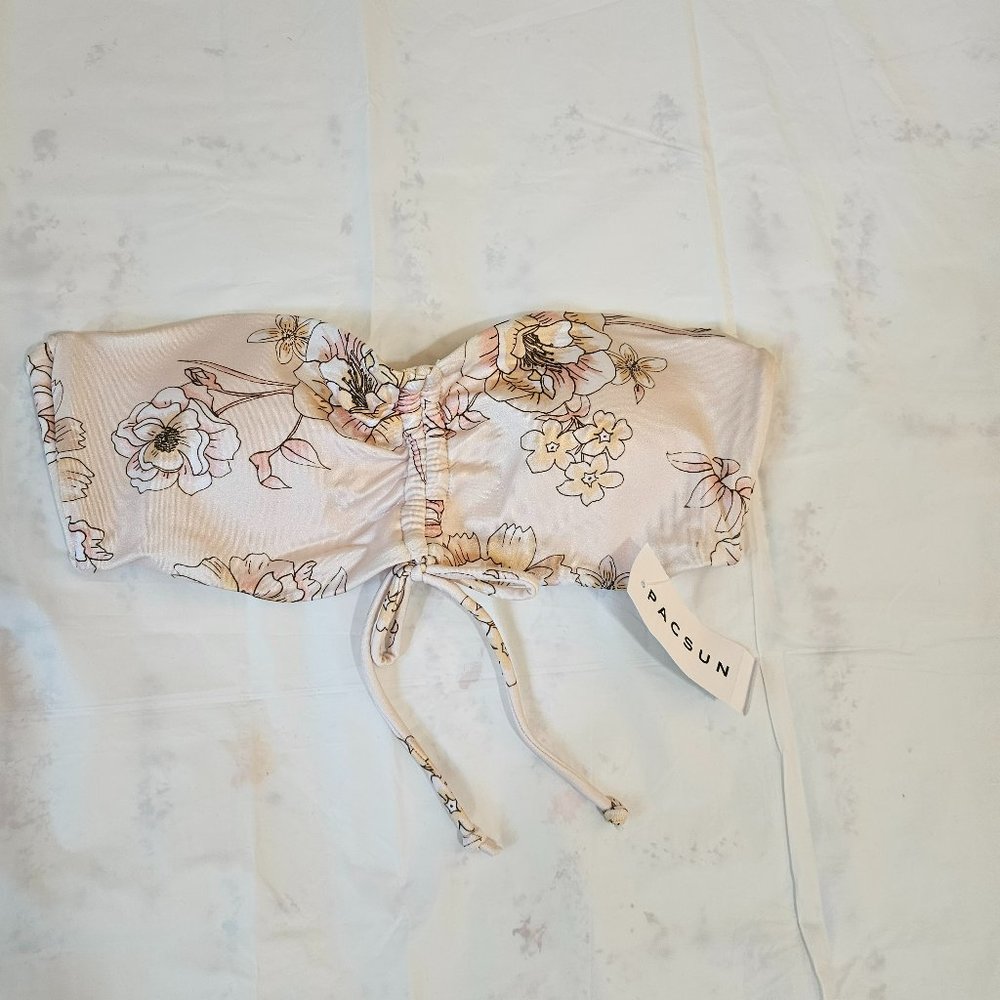 Pacsun L.A. Hearts Strapless Bikini Top Pink Floral Size Large NWT